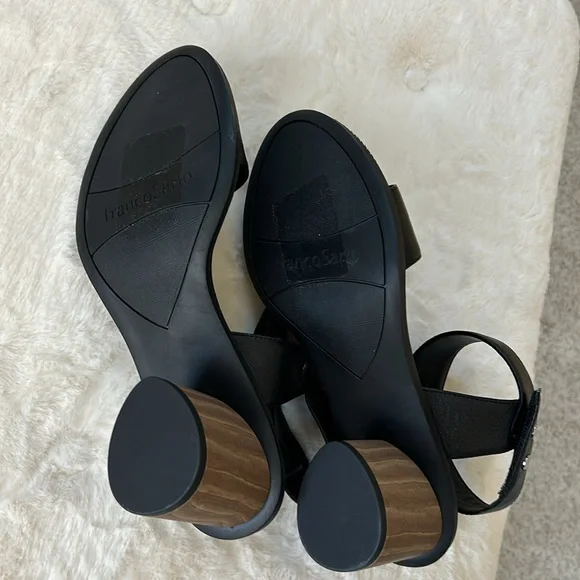 Franco Sarto Black Sandals with Wood Heel - Picture 3 of 5